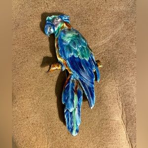 Vintage Colorful Enameled 3” Parrot Pin
